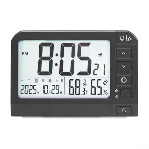 Digitale Uhr, großes LED-Design mit integrierter Umweltüberwachung und flexiblen Alarmfunktionen, geeignet für tägliche Planungsbedürfnisse (schwarz) von HOHOVYVY