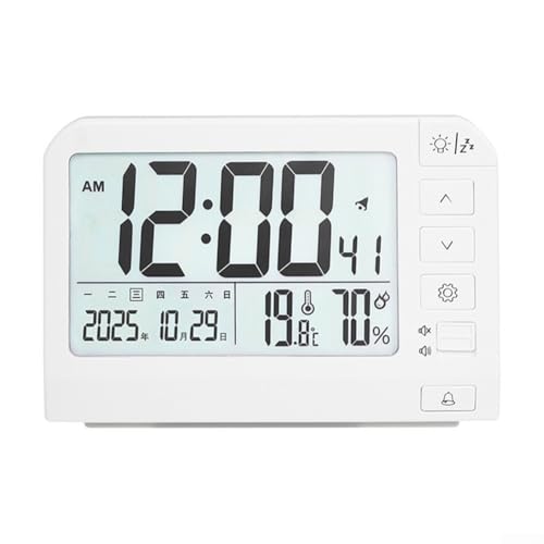Digitale Uhr, großes LED-Design mit integrierter Umweltüberwachung und flexiblen Alarmfunktionen, geeignet für tägliche Planungsbedürfnisse (weiß) von HOHOVYVY