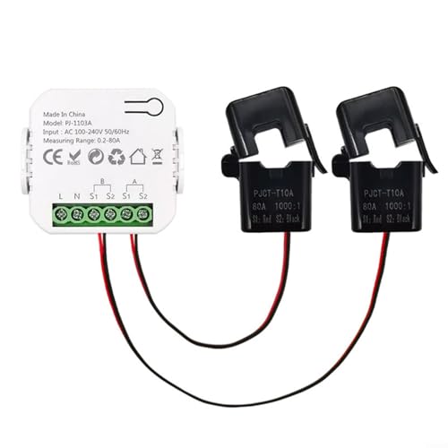 HOHOVYVY 1 Stück Smartmeter Stromzähler Wlan,Für Tuya Smart WiFi Energie Power Spannung Alarm Meter 1/2 Kanal Mit Klemme(White 2CT) von HOHOVYVY