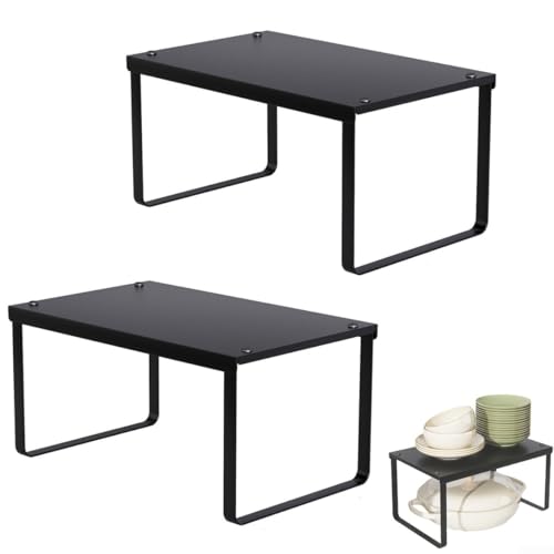 HOHOVYVY 2 Stück Regaleinsatz,Stapelbare Gewürzregale Aus Eisen Küchenregal Für Küchenarbeitsplatte Badezimmer Oder Schlafzimmer(Black) von HOHOVYVY