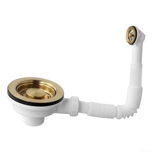 HOHOVYVY Abflusssieb 114MM Küchenspüle Ablaufgarnitur Gold mit Überlauf Anti-Verstopfung für Standard Spülen HOHOVYVY Abflusssieb 114MM Küchenspüle Ablaufgarnitur Gold mit Überlauf Anti-Verstopfung für Standard Spülen von HOHOVYVY