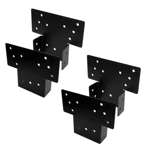 HOHOVYVY Deck Pfostenhalter,Schwerlast T-Halterung Pavillon Ständer Verstellbar für Garten Balkon Terrasse Metall 16x7x9cm(4 pack) von HOHOVYVY