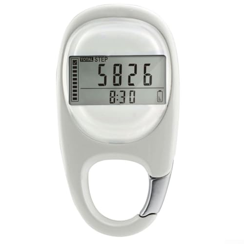 HOHOVYVY Digitaler 3D LCD Schrittzähler Mit Großem Display Und Clip, Elektronischer Pedometer Für Fitness Und Laufen(White) von HOHOVYVY