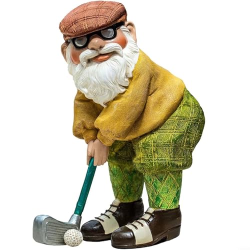 HOHOVYVY Gartenzwerg Golfspieler Statue Garten Dekoration Figur Harzdekoration Für Rasen Terrasse 12x5x6cm(1 Stück) von HOHOVYVY