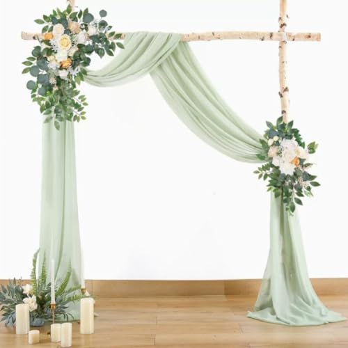 HOHOVYVY Hochzeit Chiffon Stoff Drapierung Für Hochzeitsbogen 300X75cm Transparent Dekorationsstoff Für Festliche Anlässe(Green) von HOHOVYVY