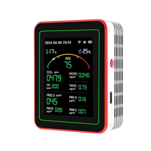 HOHOVYVY Luftqualität Messgerät, 15-in-1 Smart Luftqualitätsmonitor Echtzeit-Tester Für Zuhause Und Büro Mit App-Steuerung(White) von HOHOVYVY