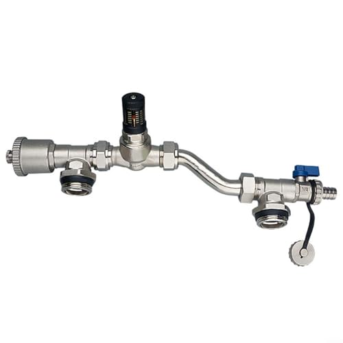 HOHOVYVY Messing Differenzdruck Bypass Ventil Rohrverbinder Für Fußbodenheizung Verteiler(Silver) von HOHOVYVY