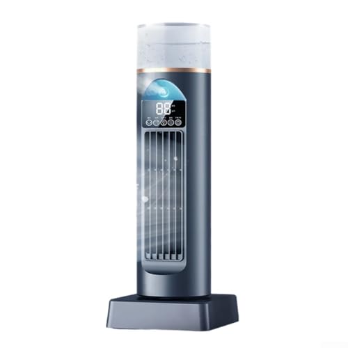 HOHOVYVY Mobiler Luftkühler Ventilator Mit 6 Geschwindigkeiten 120° Oszillation Luftbefeuchter LED Beleuchtung(Black) von HOHOVYVY