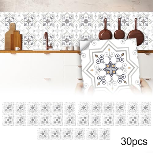 HOHOVYVY Mosaikfliesen Selbstklebend Fliesenaufkleber Bad Hochwertige Mosaikfliesenaufkleber Für Badezimmer Küche Wohnbereich 30 Stück von HOHOVYVY
