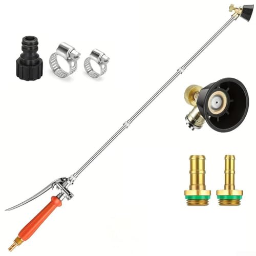 HOHOVYVY Sprühstab Aus Metall,Metallsprüher Stange Mit 1/4" & 3/8" Messinganschluss Verstellbare Gartenschlauch Sprühpistole(149cm) von HOHOVYVY