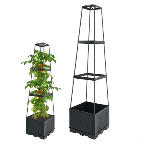 HOHOVYVY Tomatentopf Mit Rankhilfe,Hochbeet Pflanzkasten Mit Rankhilfe Für Kletterpflanzen Tomaten Gemüse Und Blumen Mit Bewässerungssystem(A) von HOHOVYVY