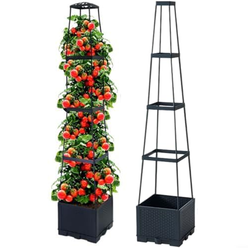 HOHOVYVY Tomatentopf Mit Rankhilfe,Hochbeet Pflanzkasten Mit Rankhilfe Für Kletterpflanzen Tomaten Gemüse Und Blumen Mit Bewässerungssystem(C) von HOHOVYVY
