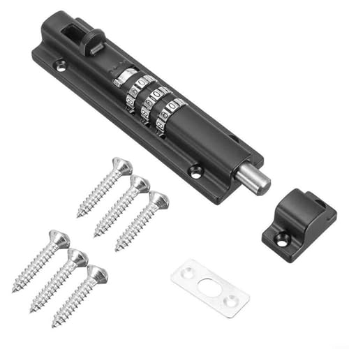 HOHOVYVY Türriegel,Schlossriegel,Horizontales Türriegelschloss Schiebekombinationscode Dose Für Tor Garage Schrank(Black) von HOHOVYVY