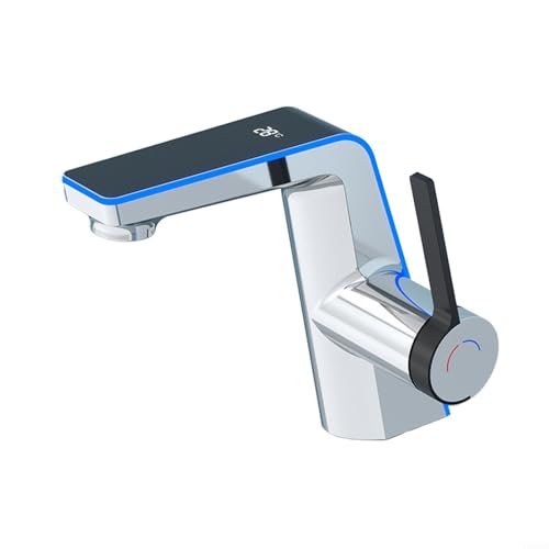 HOHOVYVY Wasserhahn Mit Sensor,Einhebel-Waschtischarmatur Mit Heißem Und Kaltem Wasser Messing-Waschbeckenarmatur Smart Digital(silver) von HOHOVYVY