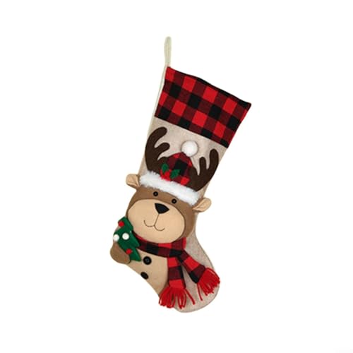 HOHOVYVY Weihnachtsstrümpfe 19" Hängender Weihnachtsstrumpf Plaid Strumpf Geschenk Für Kinder Zum Aufhängen Festliche Dekoration(deer) von HOHOVYVY