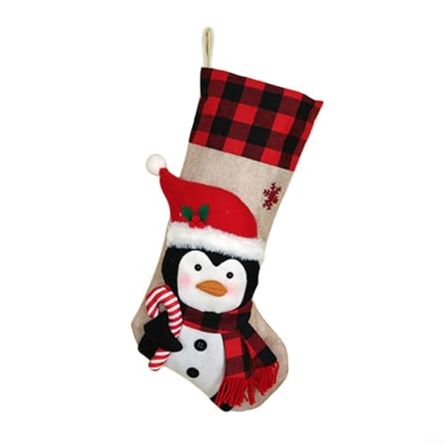 HOHOVYVY Weihnachtsstrümpfe 19" Hängender Weihnachtsstrumpf Plaid Strumpf Geschenk Für Kinder Zum Aufhängen Festliche Dekoration(penguin) von HOHOVYVY