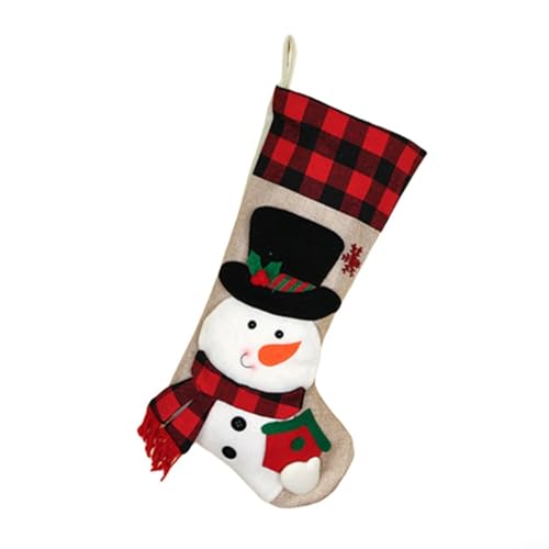 HOHOVYVY Weihnachtsstrümpfe 19" Hängender Weihnachtsstrumpf Plaid Strumpf Geschenk Für Kinder Zum Aufhängen Festliche Dekoration(snowman) von HOHOVYVY