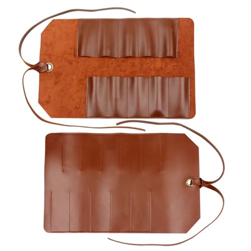 HOHOVYVY Werkzeug Rolltasche,Tragbare Werkzeugrolle Aus Leder Multifunktionale Aufbewahrungstasche Für Hardware-Schneider Und Schraubenschlüssel(Brown) von HOHOVYVY