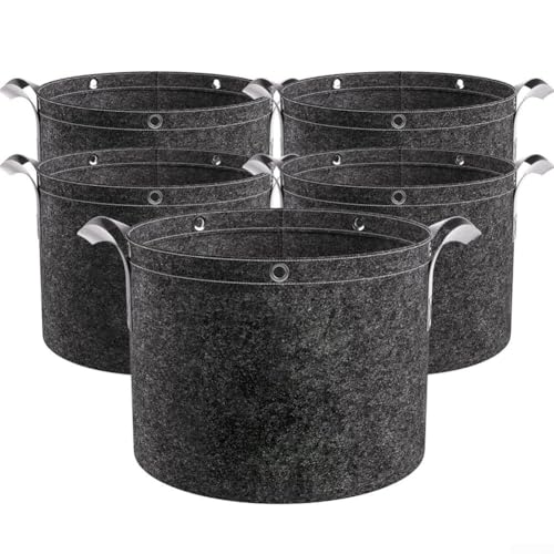 Kompakte Wachstumsbeutel aus Vliesstoff mit robusten Griffen für einfaches Verschieben, 5-teiliges Garten-Set (25,4 Liter) von HOHOVYVY