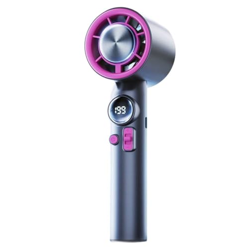 Kompakter Handventilator mit LED-Anzeige, 199 Geschwindigkeitsstufen, wiederaufladbar, USB, tragbarer Ventilator mit 3000 mAh Akku für den Einsatz zu Hause und im Freien (grau-lila) von HOHOVYVY