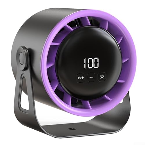 Kompakter Tischventilator mit leiser Funktionalität und Echtzeit-Akkustandüberwachung über LED-Display (Grau) von HOHOVYVY