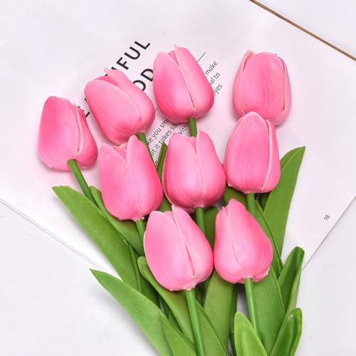 Lebendige künstliche Blumensträuße (2er-Set) lebensechte Tulpen, perfekt für Event und Heim-Styling (Rosa) von HOHOVYVY