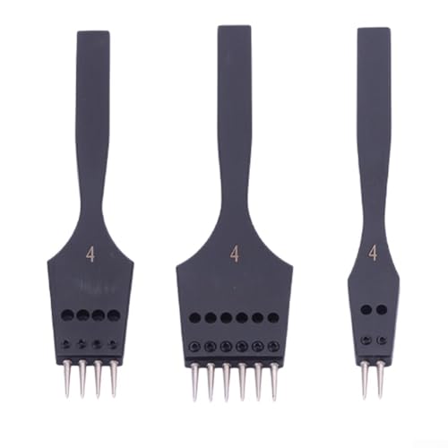 Leder Handwerk Runde Lochstanzer Werkzeug Stahl mit austauschbarer Spitze zum Handnähen verschiedener Lederprojekte (3 Stück 4 mm) von HOHOVYVY