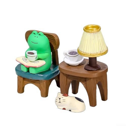 Niedliche Dekompression, kleine Ornamente, Frosch, Schaukelstuhl, Büro, Schreibtischdekoration (B) von HOHOVYVY