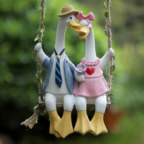 Niedliche Enten Paar Schaukel Gartenfigur Aus Harz - Dekorative Garten Zaun Hängedeko Für Außenbereich Niedliche Enten Paar Schaukel Gartenfigur Aus Harz - Dekorative Garten Zaun Hängedeko Für Außenbereich von HOHOVYVY