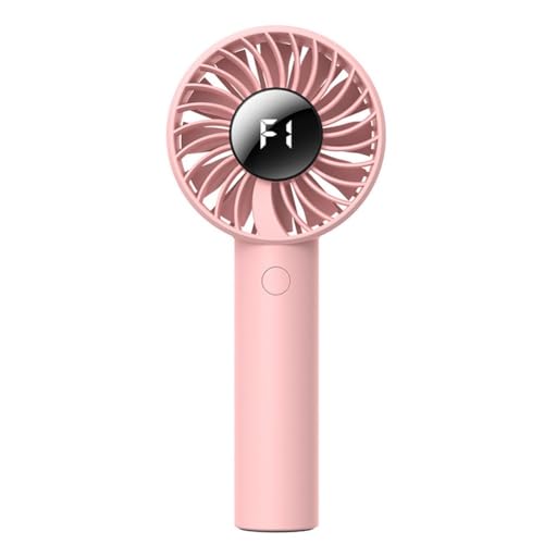 Tragbarer Ventilator mit digitalem Display, mit 5 einstellbaren Geschwindigkeiten, wiederaufladbarer 2000-mAh-Akku, USB-Aufladung, leichtes Design, geeignet für Reisen und den täglichen Gebrauch (Rosa von HOHOVYVY