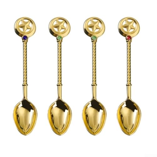 Zinklegierung Retro -Stil Metall Besteck Tee Kaffee Rührende Löffel (C Spoon Set) von HOHOVYVY