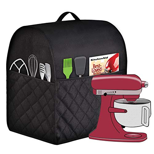 Staubdichte Abdeckung für KitchenAid Mixer, mehrere Taschen für verschiedene Küchengeräte, wasserdicht, leicht zu reinigen (schwarz, passend für Kippkopf, 4,5–5 Quart) von HOHUO
