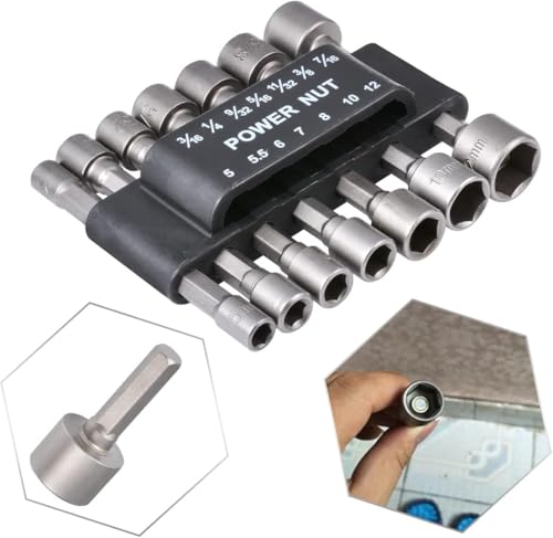 HOHXEN 1/10,2 cm 3/16 9/81,3 cm Hex Power Nut Driver Bit-Set Bit Adapter Metrisches Socket stark Sleeve für Schlüssel Schraube -14pcs von HOHXEN