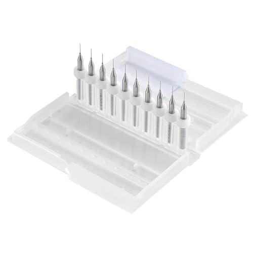 HOHXEN 10 Stücke PCB Bohrer Bit Set, Mikro-Wolfram-Bohrer-Set, Mikro-Bohrer für Spielzeug Schmuckherstellung, Handwerk, CNC, Holzbearbeitung, Modelleisenbahnen Autos Boot [Schneiddurchmesser: 0.3mm] von HOHXEN