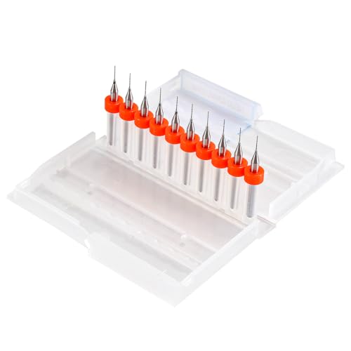 HOHXEN 10 Stücke PCB Bohrer Bit Set, Mikro-Wolfram-Bohrer-Set, Mikro-Bohrer für Spielzeug Schmuckherstellung, Handwerk, CNC, Holzbearbeitung, Modelleisenbahnen Autos Boot [Schneiddurchmesser: 0.4mm] von HOHXEN