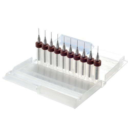 HOHXEN 10 Stücke PCB Bohrer Bit Set, Mikro-Wolfram-Bohrer-Set, Mikro-Bohrer für Spielzeug Schmuckherstellung, Handwerk, CNC, Holzbearbeitung, Modelleisenbahnen Autos Boot [Schneiddurchmesser: 0.5mm] von HOHXEN