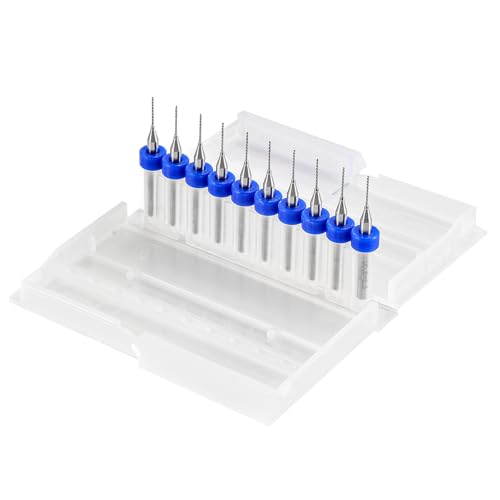 HOHXEN 10 Stücke PCB Bohrer Bit Set, Mikro-Wolfram-Bohrer-Set, Mikro-Bohrer für Spielzeug Schmuckherstellung, Handwerk, CNC, Holzbearbeitung, Modelleisenbahnen Autos Boot [Schneiddurchmesser: 0.6mm] von HOHXEN