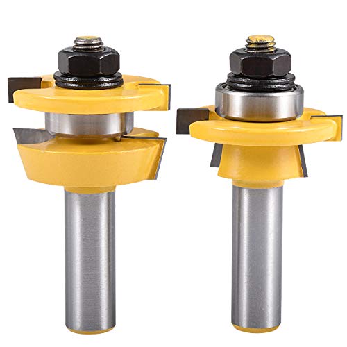 HOHXEN 2 Stück Schienen- und Holmfräser-Set, 1/2 Zoll Schaft Shaker Bevel Rail und Stile Router Bit Holzbearbeitung Fräsen Fräser Werkzeug Set mit Edge Banding, DIY Holzbearbeitung Router Bit Set von HOHXEN