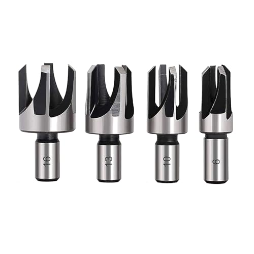 HOHXEN Holz Plug Cutter Set, 4 Stück Silber Rundschaft Kohlenstoffstahl Klaue Typ Holz Plug Hole Cutter Cutting Tool Drill Bit Set, Metrische Größe - 6mm/10mm/13mm/16mm HOHXEN Holz Plug Cutter Set, 4 Stück Silber Rundschaft Kohlenstoffstahl Klaue Typ Holz Plug Hole Cutter Cutting Tool Drill Bit Set, Metrische Größe - 6mm/10mm/13mm/16mm von HOHXEN