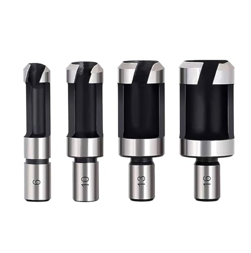 HOHXEN Holz Plug Cutter Set, 4 Stück Silber Rundschaft Kohlenstoffstahl Zylinder Typ Holz Plug Hole Cutter Cutting Tool Drill Bit Set, Metrische Größe -6mm/10mm/13mm/16mm HOHXEN Holz Plug Cutter Set, 4 Stück Silber Rundschaft Kohlenstoffstahl Zylinder Typ Holz Plug Hole Cutter Cutting Tool Drill Bit Set, Metrische Größe -6mm/10mm/13mm/16mm von HOHXEN