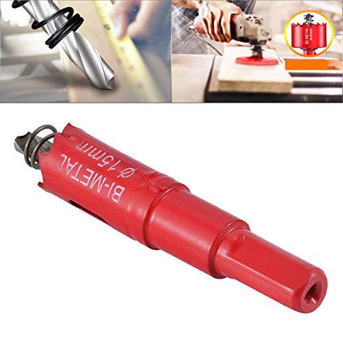HOHXEN Lochsäge 15mm, M42 HSS Heavy Duty Bi-Metall Lochsäge mit Positionierbohrer zum Schneiden von Mildstahl, Edelstahl, Gusseisen, Messing, Aluminium, Holz, PVC-Rohr, Gipskarton, Dichtebrett - Rot von HOHXEN