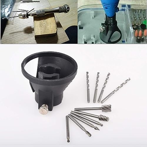 HOHXEN Präzisions Dreh Schnitz Positionierer, Rotations-Multi-Tool-Schneideführungs-Aufsatz mit 6 Stück HSS Oberfräsenbits und 4 Stück Spiralbohrer, Elektrische Schleifmaschine Locator Bohrerhalter von HOHXEN