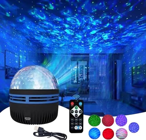 HOIDOKLY Ocean Wave Projector, Sternenlicht Projektor mit Fernbedienung, LED Sternenhimmel Projektor, Aufladbare Projektor Nachtlicht für Schlafzimmer (Meereswellen) von HOIDOKLY