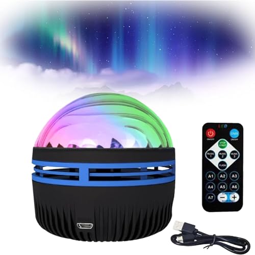 HOIDOKLY 2 in 1 Northern Lights and Ocean Wave Projector, Sternenlicht Projektor mit Fernbedienung, LED Sternenhimmel Projektor, Aufladbare Projektor Nachtlicht für Schlafzimmer (Nordlichter) von HOIDOKLY