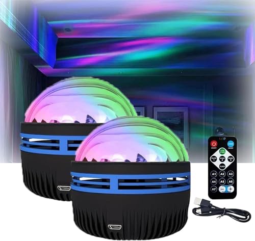 2 in 1 Northern Lights and Ocean Wave Projector, USB-aufladbar LED Sternenhimmel Projektor mit Fernbedienung für Schlafzimmer Party Dekoration (B-2PCS) von HOIDOKLY