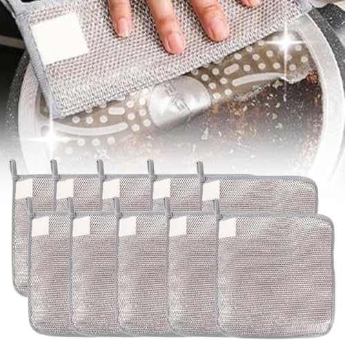 2025 Neue Mehrzweck-Draht-Geschirrspülungen für Nasse und Trockene Metallschrubbenpolster Schwammtücher Handtücher Saubere, Nicht Kratzende Drahtschale für Heimküchengerichte, Waschbecken (10PCS) von HOIDOKLY