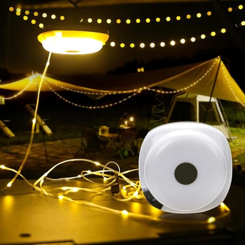 HOIDOKLY Campinglampe, 2 IN 1 USB Lichterkette Camping 10M, Lichterkette Camping Vorzelt, Multifunktionale Tragbare Campingleuchte, Wasserdicht IP67 für Camping und Wandern (Armeegrün, Warmes Licht) von HOIDOKLY