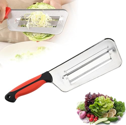 Edelstahl-Shreddermesser, 2025 Neuer Doppelschicht Slicer, Kohlschnitzel Shredder, Scharfe Klingen Langlebiger Julienneschneider, Leicht zu Reinigen (Rot-B, 1PCS) von HOIDOKLY
