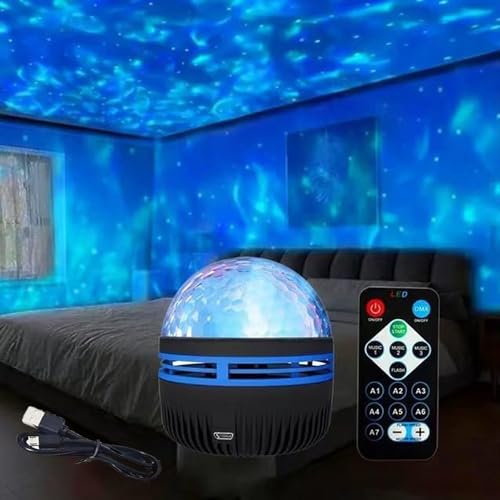 HOIDOKLY Ocean Wave Projector, USB-aufladbar LED Sternenhimmel Projektor mit Fernbedienung für Schlafzimmer Party Dekoration (A) von HOIDOKLY