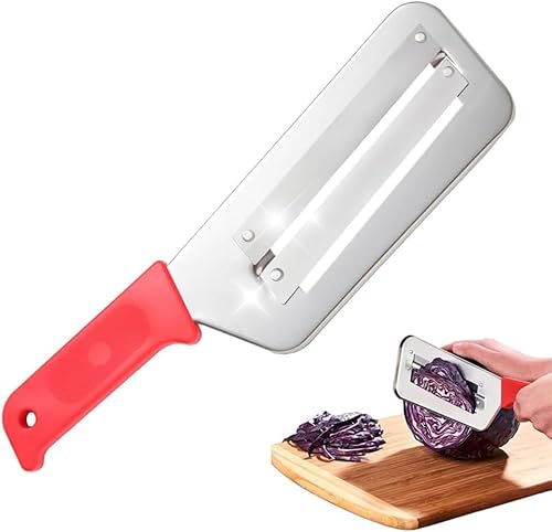 HOIDOKLY Edelstahl-Shreddermesser, 2025 Neuer Doppelschicht Slicer, Kohlschnitzel Shredder, Scharfe Klingen Langlebiger Julienneschneider, Leicht zu Reinigen (Rot, 1PCS) von HOIDOKLY